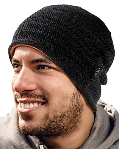 Lvaiz Mens Winter Beanie Hat Warm Fleece Lined Skull Cap for Men Reversible Women Windproof Watch Hat Knit Warm Unisex Beanie - 2