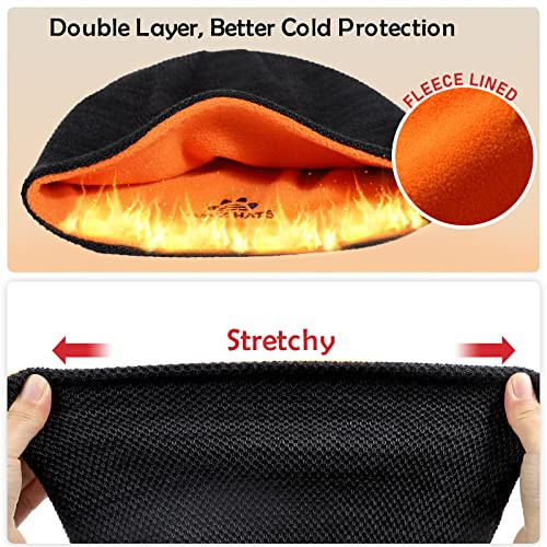 Lvaiz Mens Winter Beanie Hat Warm Fleece Lined Skull Cap for Men Reversible Women Windproof Watch Hat Knit Warm Unisex Beanie - 4