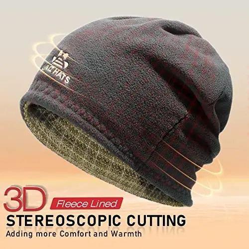 Lvaiz Mens Winter Beanie Hat Warm Fleece Lined Skull Cap for Men Reversible Women Windproof Watch Hat Knit Warm Unisex Beanie - 3