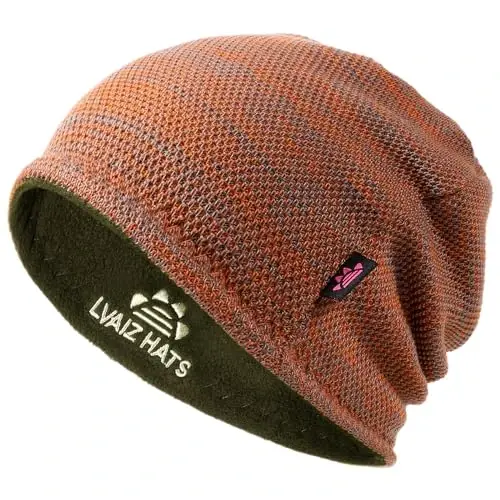 Lvaiz Mens Winter Beanie Hat Warm Fleece Lined Skull Cap for Men Reversible Women Windproof Watch Hat Knit Warm Unisex Beanie - LVAIZ