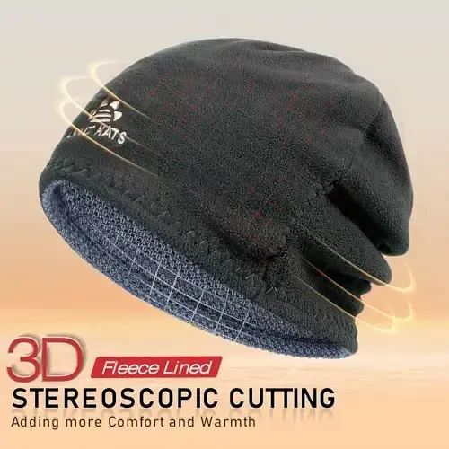 Lvaiz Mens Winter Beanie Hat Warm Fleece Lined Skull Cap for Men Reversible Women Windproof Watch Hat Knit Warm Unisex Beanie - 2
