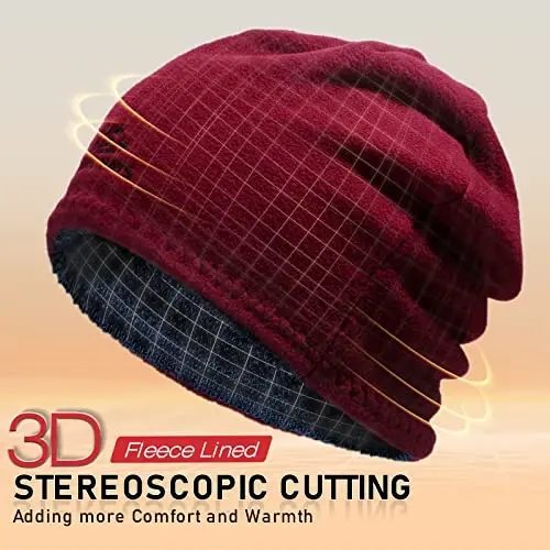 Lvaiz Mens Winter Beanie Hat Warm Fleece Lined Skull Cap for Men Reversible Women Windproof Watch Hat Knit Warm Unisex Beanie - 3