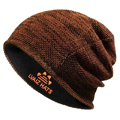 Lvaiz Mens Winter Beanie Hat Warm Fleece Lined Skull Cap for Men Reversible Women Windproof Watch Hat Knit Warm Unisex Beanie - LVAIZ