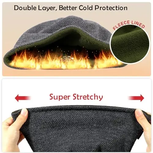 Lvaiz Mens Winter Beanie Hat Warm Fleece Lined Skull Cap for Men Reversible Women Windproof Watch Hat Knit Warm Unisex Beanie - 4