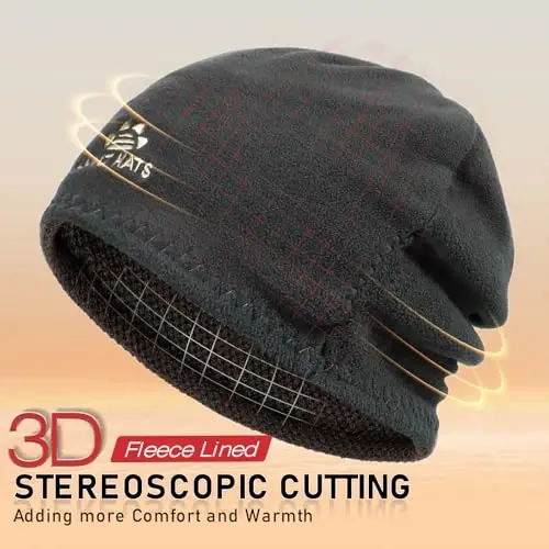 Lvaiz Mens Winter Beanie Hat Warm Fleece Lined Skull Cap for Men Reversible Women Windproof Watch Hat Knit Warm Unisex Beanie - 3