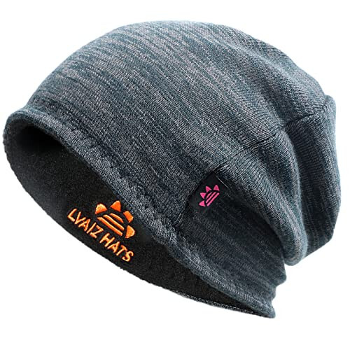 Lvaiz Winter Fleece Lined Knitted Beanie Hats for Men Reversible Windproof Watch Hat Warm Skull Cap for Women - 2