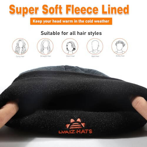 Lvaiz Winter Fleece Lined Knitted Beanie Hats for Men Reversible Windproof Watch Hat Warm Skull Cap for Women - 1