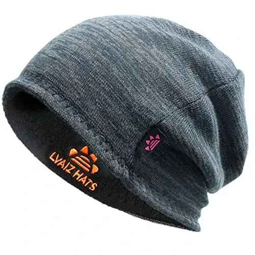 Lvaiz Winter Fleece Lined Knitted Beanie Hats for Men Reversible Windproof Watch Hat Warm Skull Cap for Women - 1