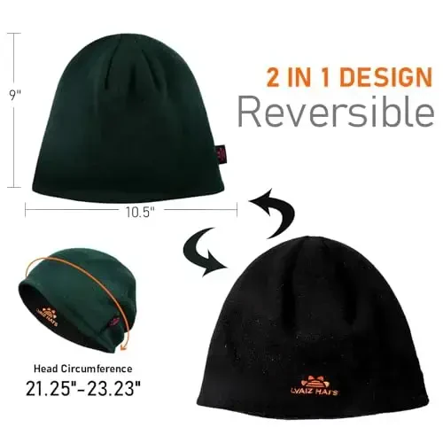 Lvaiz Winter Fleece Lined Knitted Beanie Hats for Men Reversible Windproof Watch Hat Warm Skull Cap for Women - 5