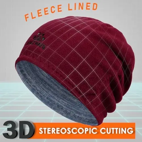 Lvaiz Winter Fleece Lined Knitted Beanie Hats for Men Reversible Windproof Watch Hat Warm Skull Cap for Women - 3