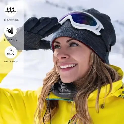 Lvaiz Winter Fleece Lined Knitted Beanie Hats for Men Reversible Windproof Watch Hat Warm Skull Cap for Women - 6