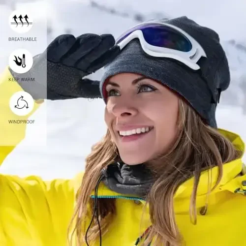 Lvaiz Winter Fleece Lined Knitted Beanie Hats for Men Reversible Windproof Watch Hat Warm Skull Cap for Women - 6