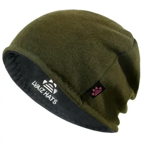 Lvaiz Winter Fleece Lined Knitted Beanie Hats for Men Reversible Windproof Watch Hat Warm Skull Cap for Women - LVAIZ