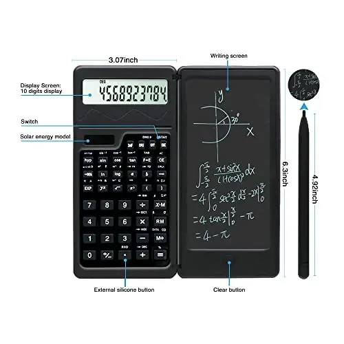 Lvesunny Notepad bilan ilmiy kalkulyator, Katta 10 xonali displey ekran, quyosh yoki batareya quvvati, asosiy matematika uchun ideal, ajoyib maktab anjomlari - 4