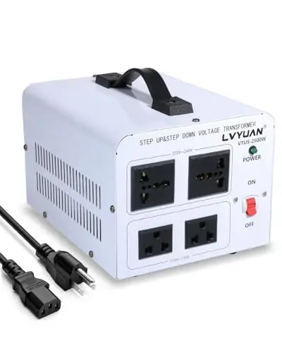 LVYUAN 2500W Voltage Transformer Power Converter Step Up 110V to 220V, Step Down 220V to 110V, 110/120 Volt - 220/240 Volt 