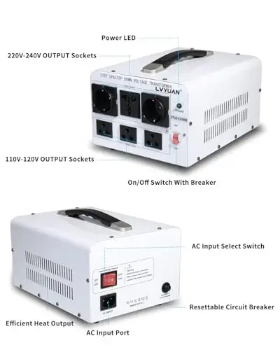 LVYUAN 5000W Voltage Transformer Power Converter Step Up 110V to 220V, Step Down 220V to 110V, 110/120 Volt - 220/240 Volt - LVYUAN (1)