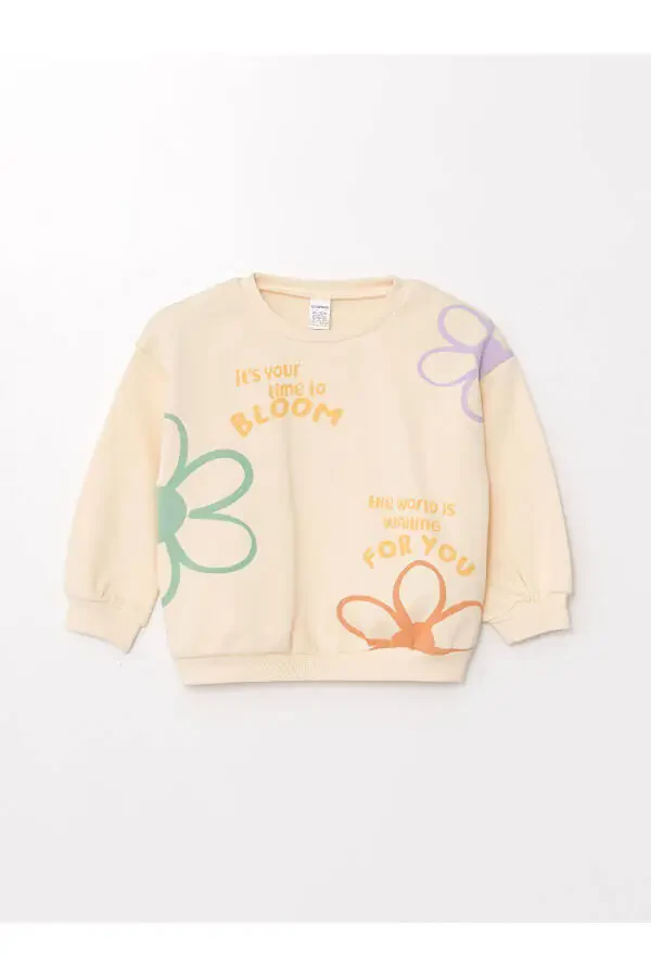 LW - Printed Crew Neck Baby Girl Sweatshirt - 4