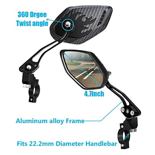 LX LERMX Bike Mirrors [Upgraded Version] Two PCS HD,Blast-Resistant, Glass Lens Bar End Mountain Bicycle Mirror Adjustable Bike Glass Mirror Rotatable Safe Rearview - 3