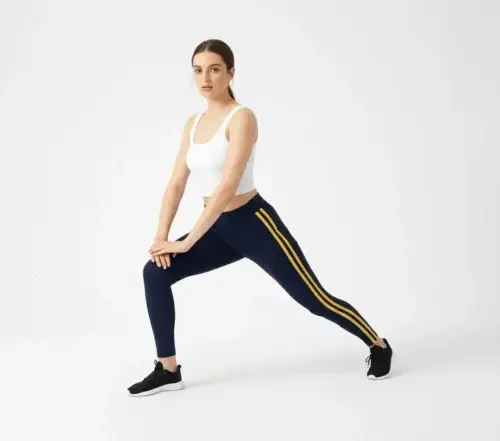 Lycra Detailed Leggings with Side Yellow Stripe - Black - 3