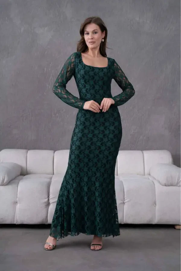 Lycra Lace Evening Dress - 4