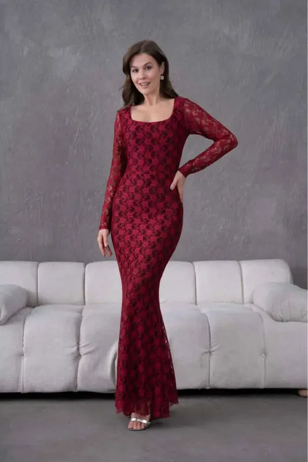 Lycra Lace Evening Dress - 2
