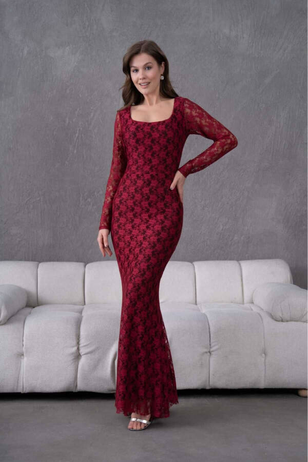 Lycra Lace Evening Dress - 10