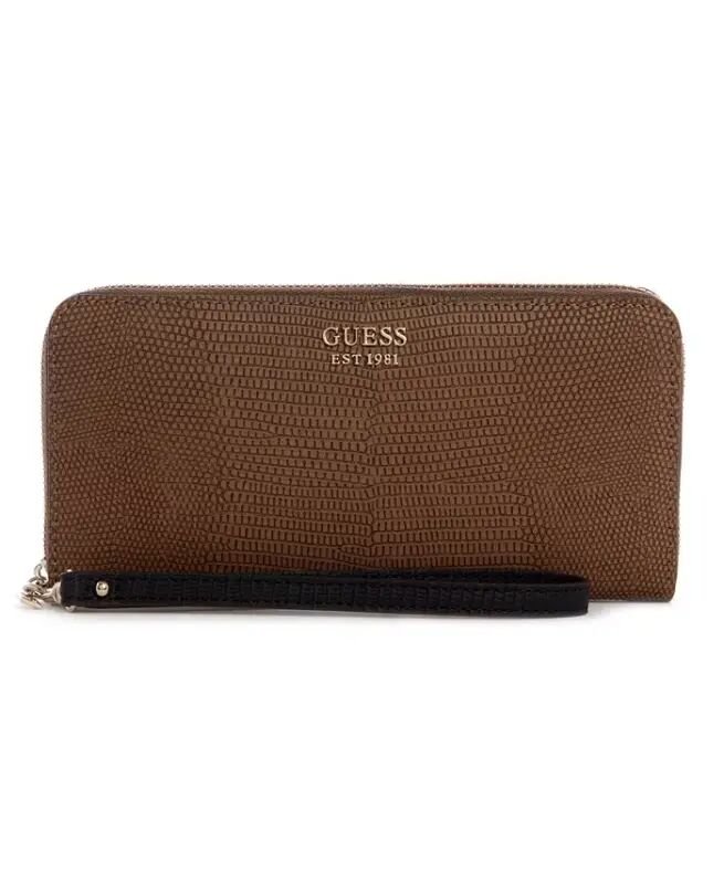 Lyndi Large Zip Around Wallet-Chestnut Multi - GUESS