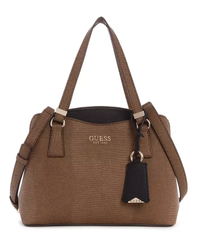 Lyndi Small Triple Compartment Girlfriend Satchel - Chestnut Multi - GUESS