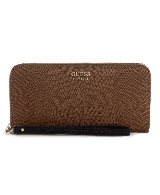 Lyndi Large Zip Around Wallet-Chestnut Multi - GUESS