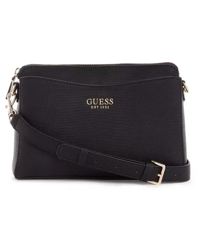 Lyndi Small Triple Compartment Girlfriend Crossbody-Black - GUESS
