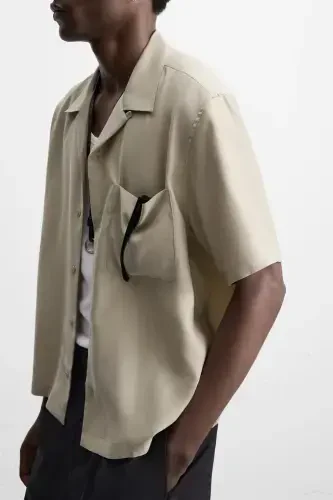 LYOCELL BLEND SHIRT-Oil green - 1