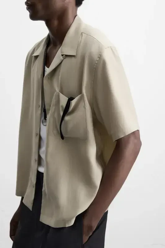 LYOCELL BLEND SHIRT-Oil green - 1