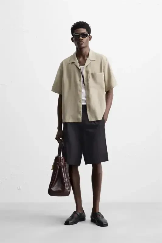 LYOCELL BLEND SHIRT-Oil green - 2