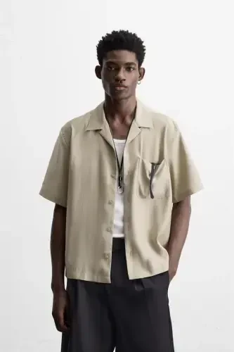 LYOCELL BLEND SHIRT-Oil green - 3