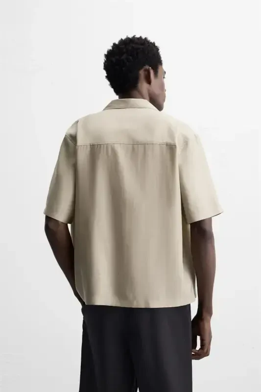 LYOCELL BLEND SHIRT-Oil green - 4