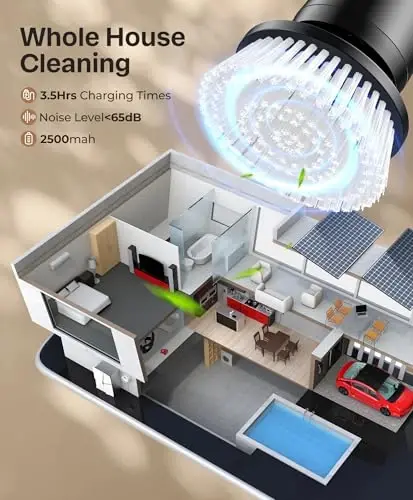 LyriFine Electric Spin Scrubber, New Full-Body IPX7 Waterproof Bathroom Cleaner Brush, Shower Scrubber with Long Handle & 2 Speed, Heads Replacement, Cleaning Supplies for Tub Shower Tile Floor - 6