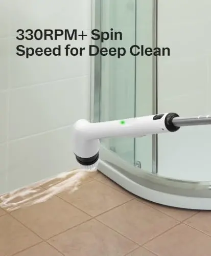 LyriFine Elektrikli Döner Ovma Fırçası, Yeni Tam Vücut IPX7 Su Geçirmez Banyo Temizleme Fırçası, Uzun Saplı ve 2 Hızlı Duş Ovma Fırçası, Başlık Değiştirme, Küvet Duş Fayans Zemin Temizlik Malzemeleri - LYRIFINE (1)
