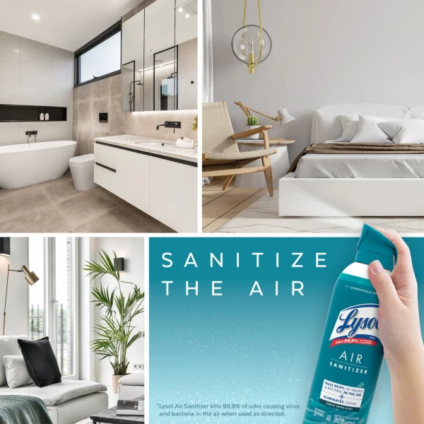 Lysol® Спрей-очиститель воздуха, Для очистки воздуха и устранения запахов, Простой свежий аромат, 10 жидких унций - 5