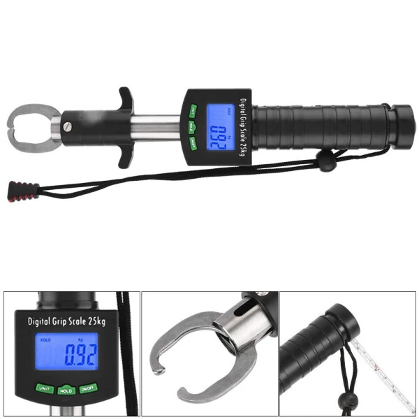 LYUMO 3 in 1 Digital Fish Grip Scale 25kg/55lb Fish Lip Gripper Grabber with 1M Tape Measure - 7