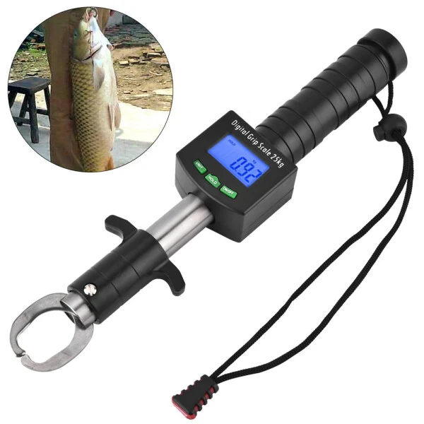 LYUMO 3 in 1 Digital Fish Grip Scale 25kg/55lb Fish Lip Gripper Grabber with 1M Tape Measure - LYUMO