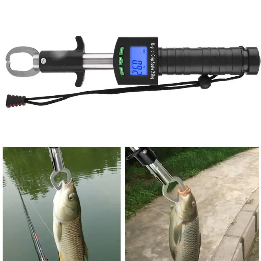 LYUMO 3 in 1 Digital Fish Grip Scale 25kg/55lb Fish Lip Gripper Grabber with 1M Tape Measure - 5