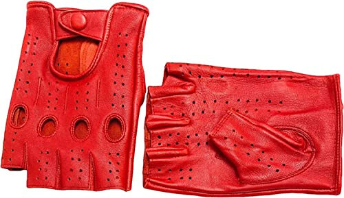 LYXPEIJIAN Men's Genuine Sheep Leather Half Finger Driving Cycling Motorbike Exercise and Fitness Fingerless Unlined Gloves - 1