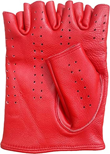 LYXPEIJIAN Men's Genuine Sheep Leather Half Finger Driving Cycling Motorbike Exercise and Fitness Fingerless Unlined Gloves - 2