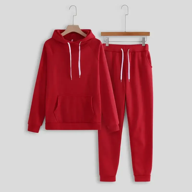 LYXSSBYX Women's Solid Color Hooded Sweatshirt and Pant Tracksuit, XL, 2 Piece Set - 1