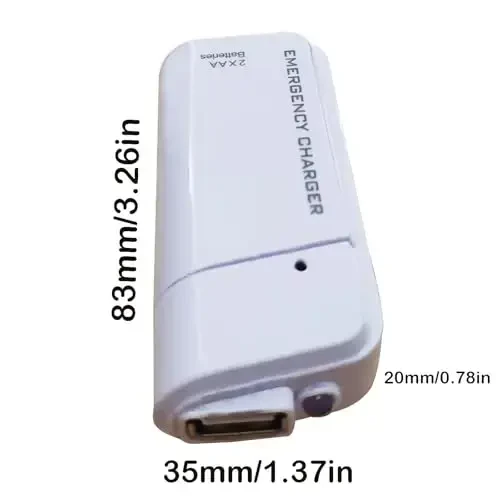 LZDICITARU Batareya bilan ishlaydigan telefon zaryadlovchi favqulodda|USB batareyali kichik quvvat banki portativ 2 AA batareyali rozetka. (Oq) - 4