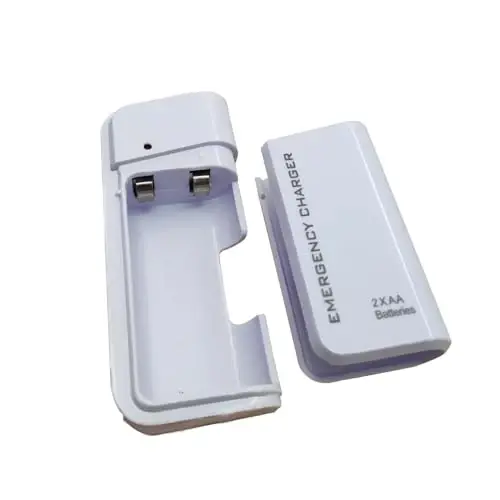 LZDICITARU Batareya bilan ishlaydigan telefon zaryadlovchi favqulodda|USB batareyali kichik quvvat banki portativ 2 AA batareyali rozetka. (Oq) - LZDICITARU (1)