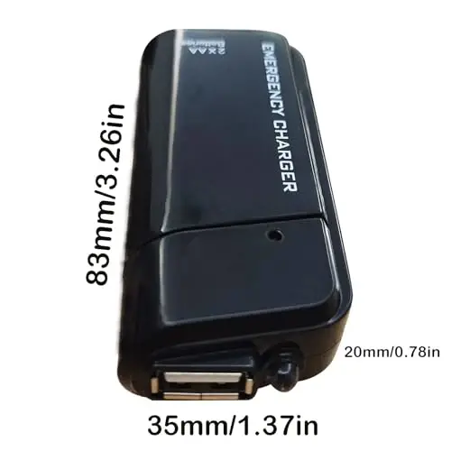LZDICITARU Battery Operated Phone Charger Emergency|USB Battery Powered Small Power Bank Portable 2 AA Batteries Powered Outlet (Black) - 5