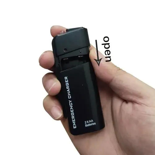 LZDICITARU Battery Operated Phone Charger Emergency|USB Battery Powered Small Power Bank Portable 2 AA Batteries Powered Outlet. (Black) - 4