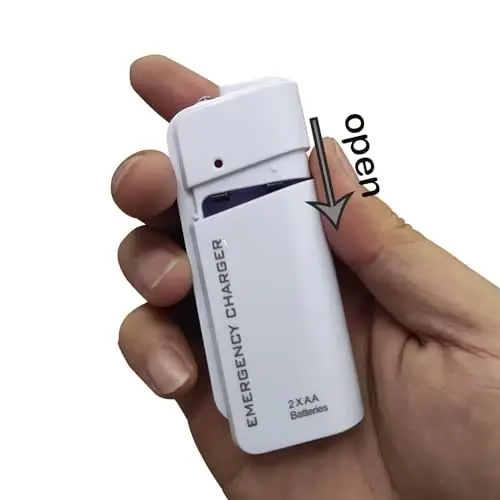 LZDICITARU Battery Operated Phone Charger Emergency|USB Battery Powered Small Power Bank Portable 2 AA Batteries Powered Outlet. (White) - 3