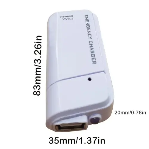 LZDICITARU Battery Operated Phone Charger Emergency|USB Battery Powered Small Power Bank Portable 2 AA Batteries Powered Outlet. (White) - 4